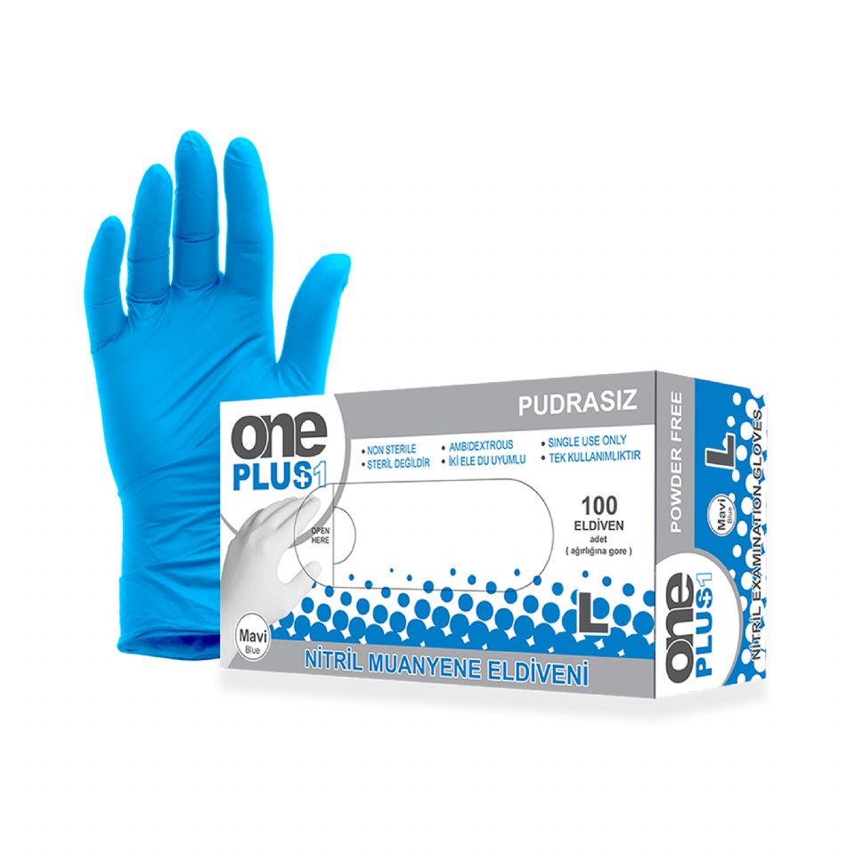 Pudrasız Muayene Eldiveni Mavi