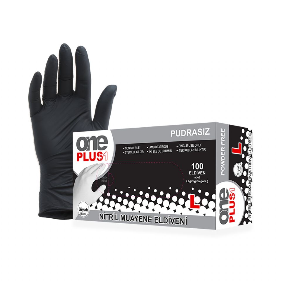 Pudrasız Muayene Eldiveni Siyah